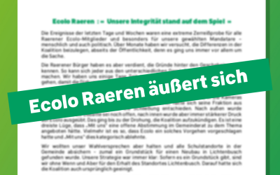 Ecolo Raeren: „Unsere Integrität stand auf dem Spiel“